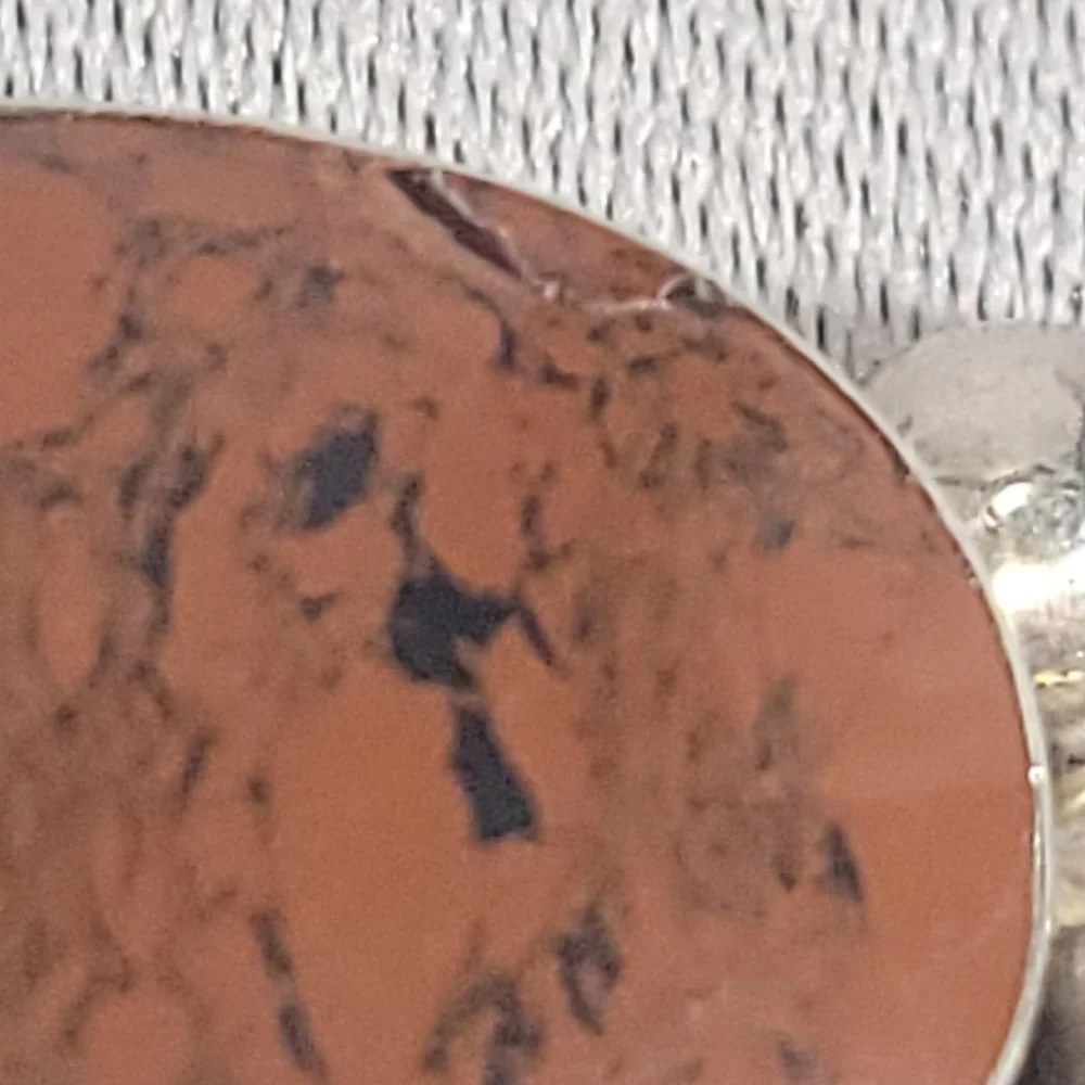 Taxco Sterling Silver Mahogany Obsidian Pendant Women Brown 925 Mexico TB-167